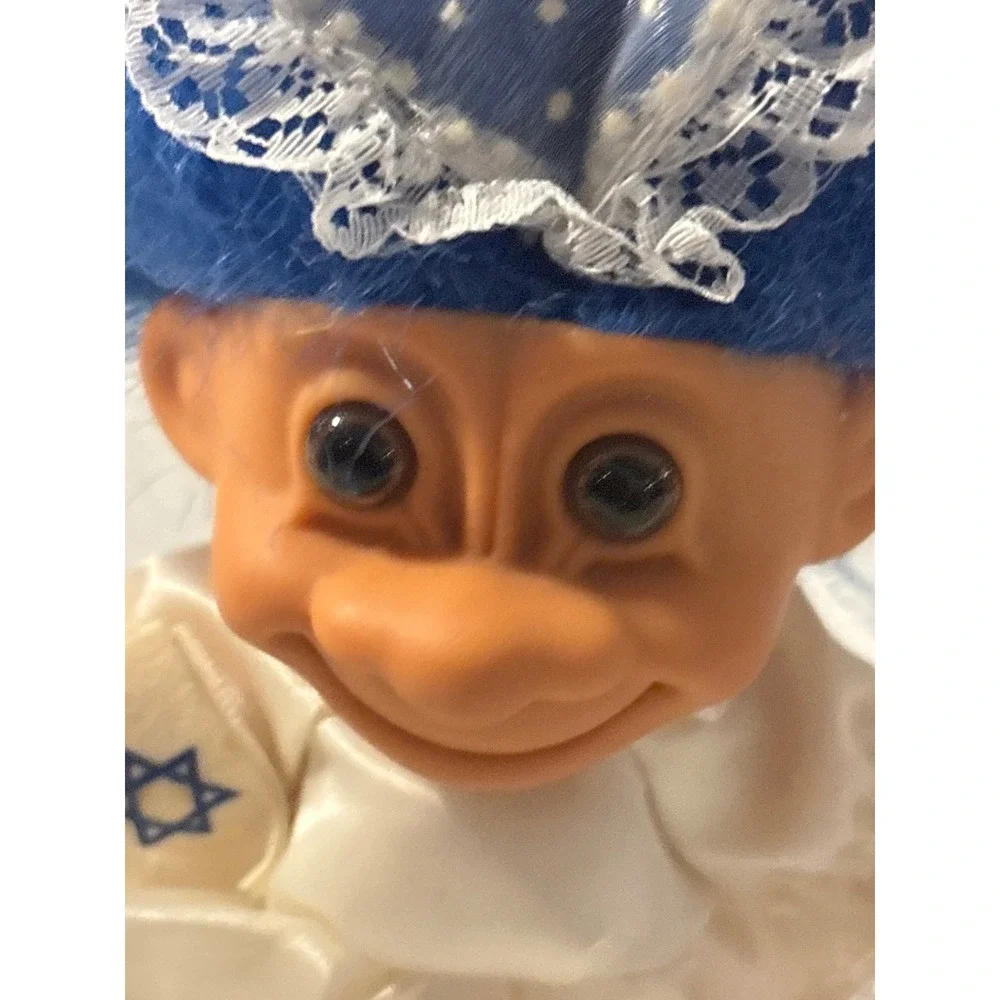 Russ Troll Doll Blue Hair Star of David Dress Religious Collectible